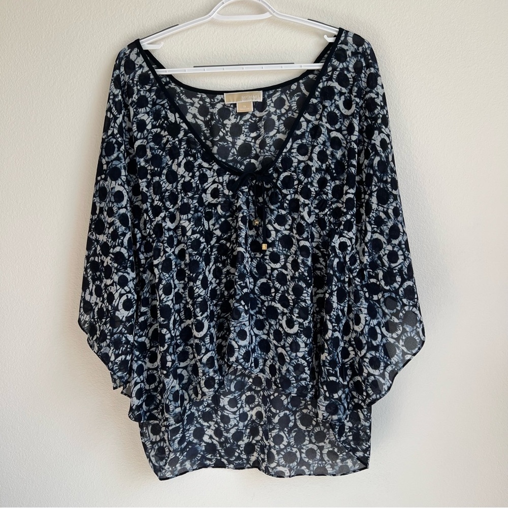 Michael Kors lace up V neck flutter sleeves blouse